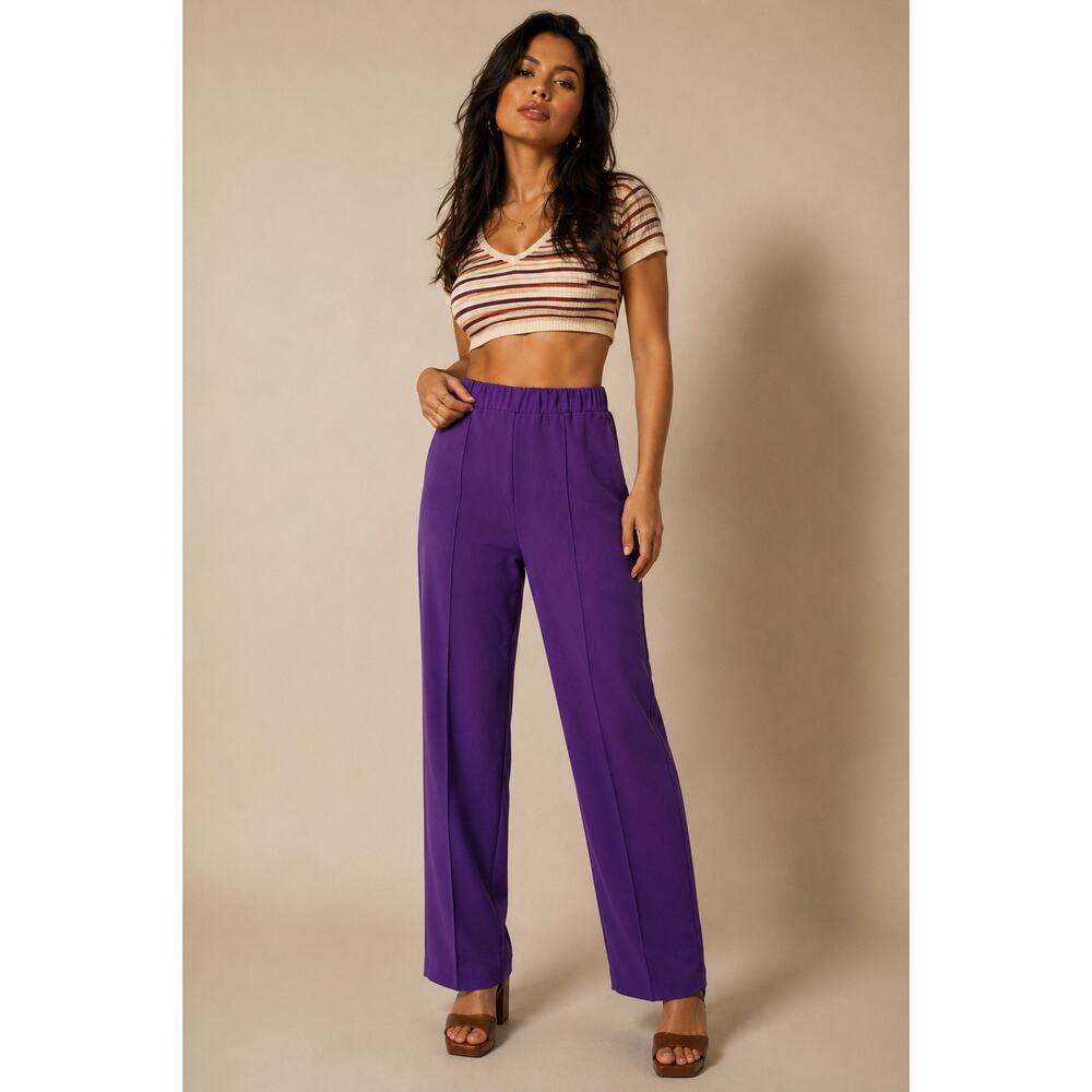 VTG 70s Graff Purple Lounge Pants S/M Elastic Waist Polyester Disco USA
